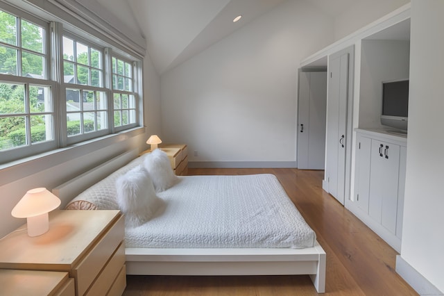 279 Black Rock Tpke, Redding, CT 06896 - bedroom with vaulted ceiling and wood finished floors