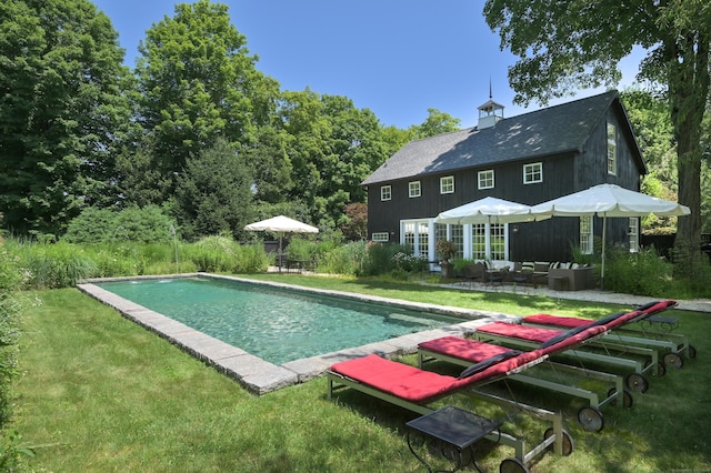 279 Black Rock Tpke, Redding, CT 06896 - outdoor pool with a patio area, a lawn, and an outdoor hangout area