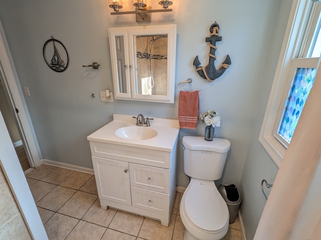 bathroom with tile patterned flooring, vanity, and toilet