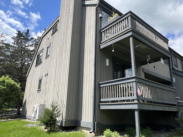 view of home's exterior featuring a balcony