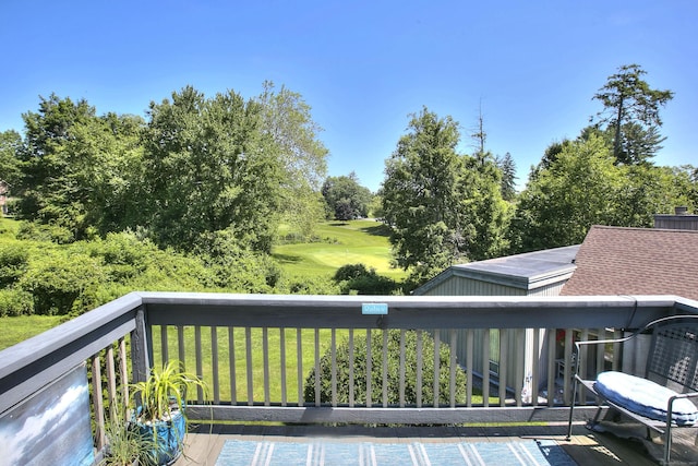 270 Heritage Vlg Unit D, Southbury, CT 06488 - wooden deck with a lawn and view of wooded area