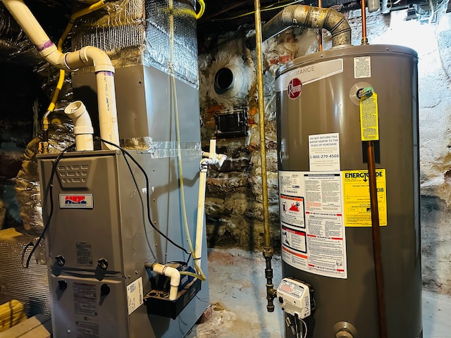 utility room with water heater