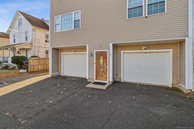 exterior space with a garage