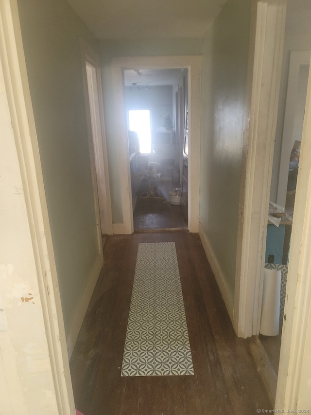 hallway featuring dark hardwood / wood-style flooring