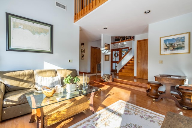 living room with wood-type flooring