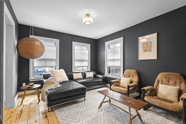 living room with hardwood / wood-style flooring