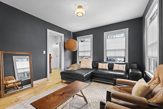 living room with light wood-type flooring