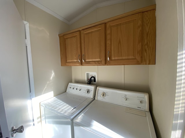 108-16 Clark Rd, Naugatuck, CT 06770 - washroom featuring washer and dryer, ornamental molding, and cabinet space