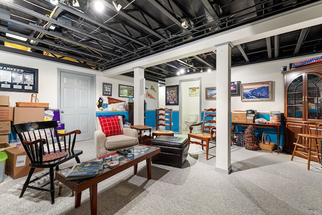 living room featuring carpet flooring