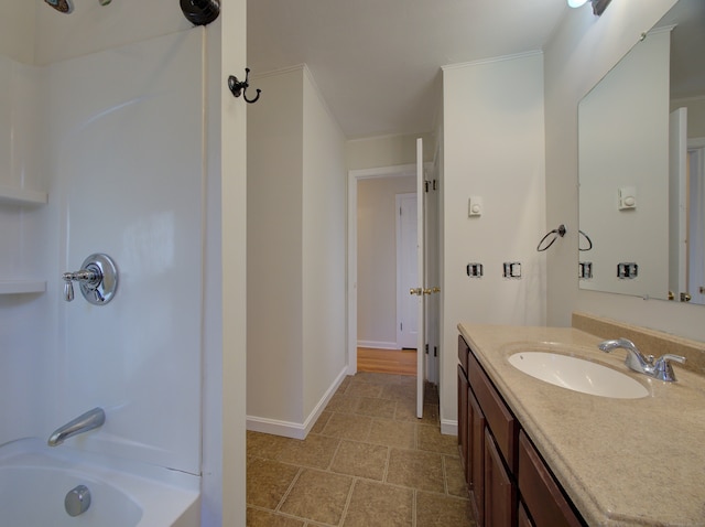 bathroom with vanity and shower / bathtub combination