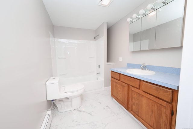 full bathroom featuring vanity, toilet, and shower / tub combination