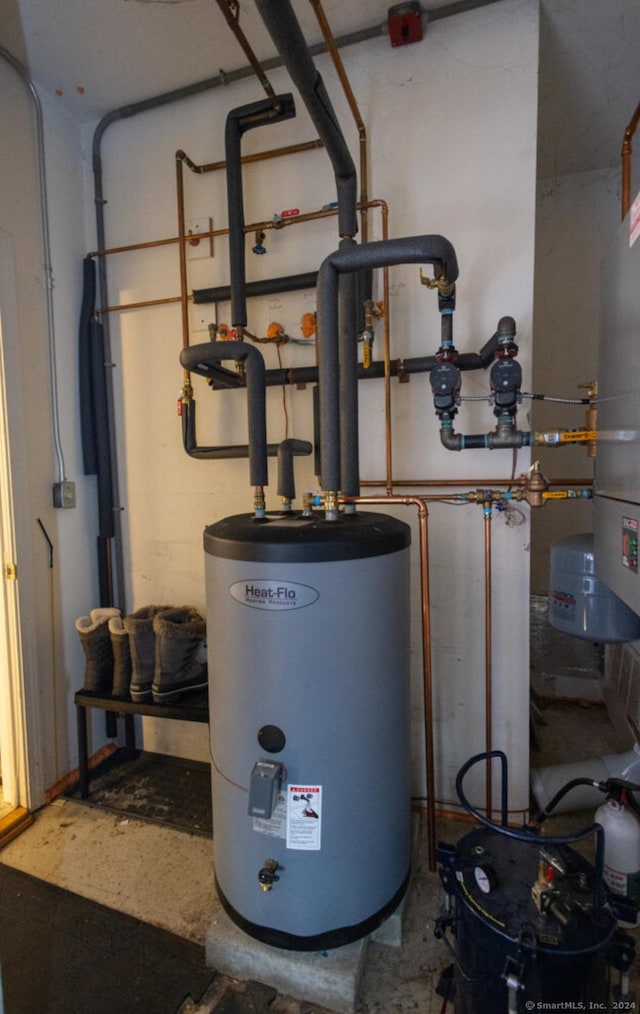 utility room with water heater