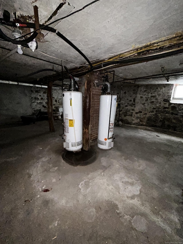 basement featuring water heater