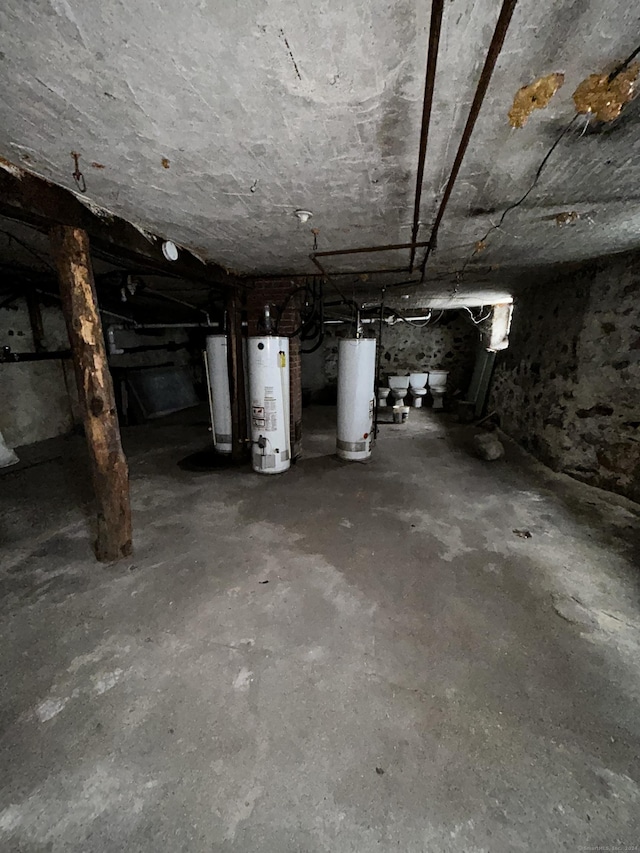 basement featuring water heater