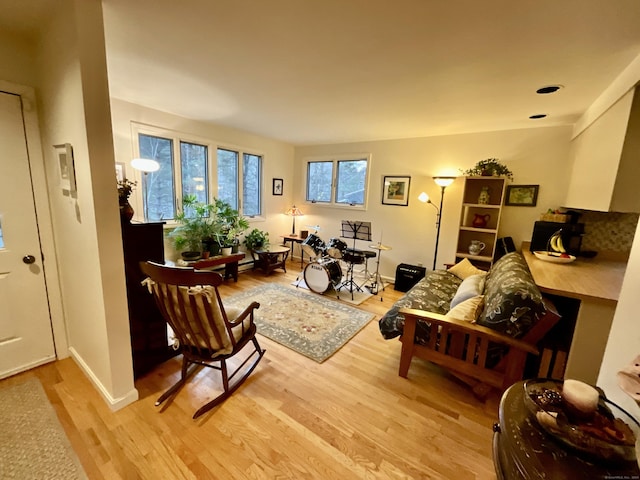 living room with light hardwood / wood-style floors