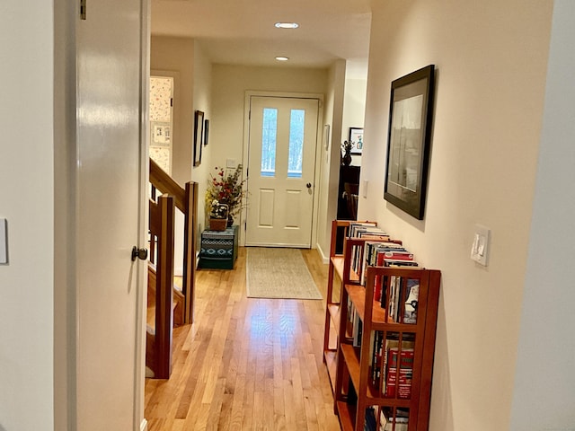 doorway to outside featuring light hardwood / wood-style flooring