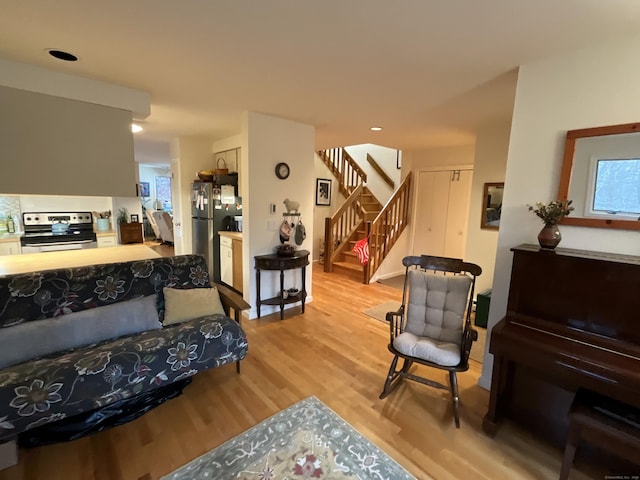 living room with light wood-type flooring