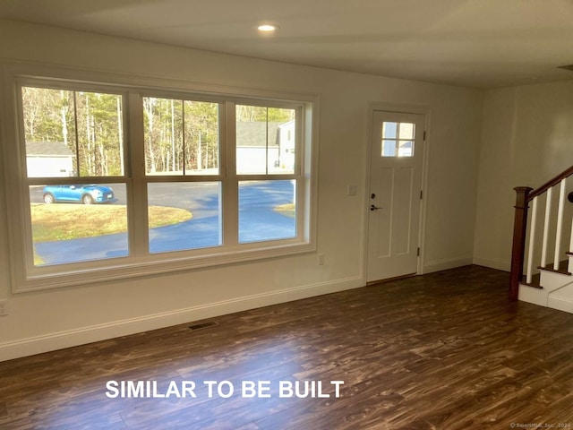 foyer featuring dark hardwood / wood-style flooring and plenty of natural light