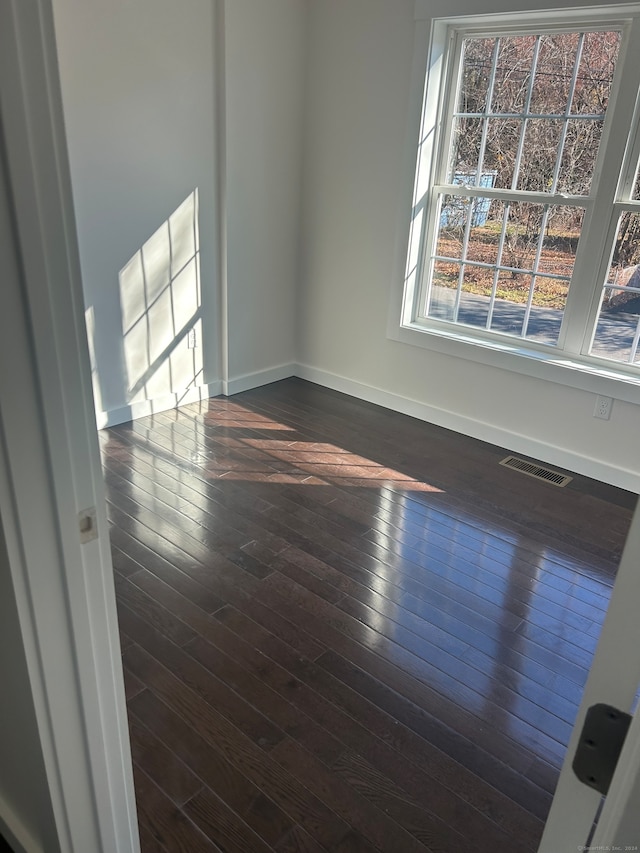 spare room featuring dark hardwood / wood-style flooring