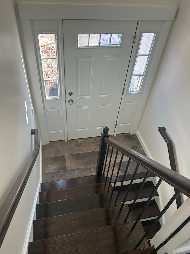 entrance foyer featuring dark wood-type flooring