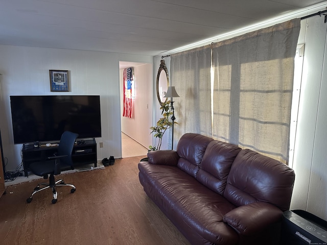 living room with hardwood / wood-style flooring