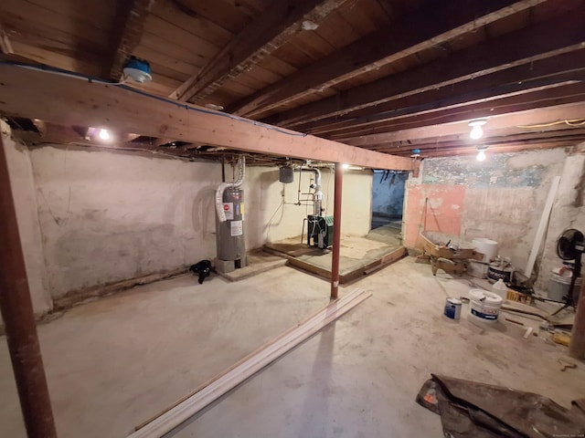 basement with water heater