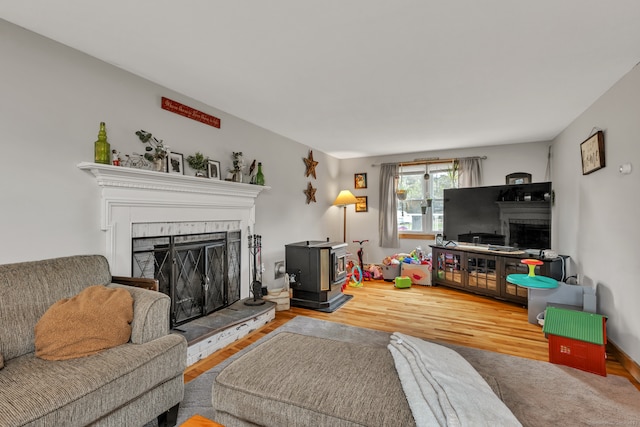 living room with wood-type flooring