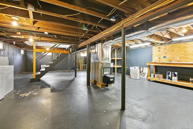 basement featuring separate washer and dryer