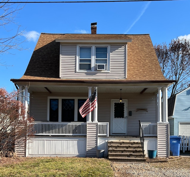 view of front facade featuring covered porch