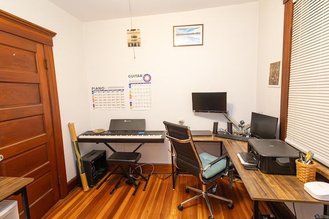 office area featuring hardwood / wood-style floors