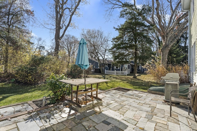 view of patio / terrace featuring a grill