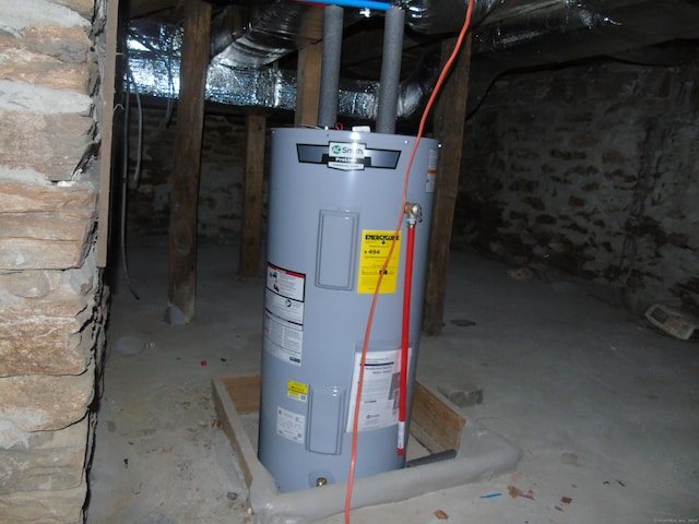 utility room featuring electric water heater