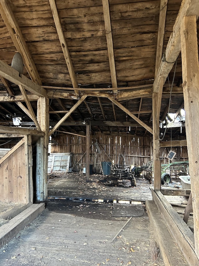 miscellaneous room featuring lofted ceiling and wood ceiling