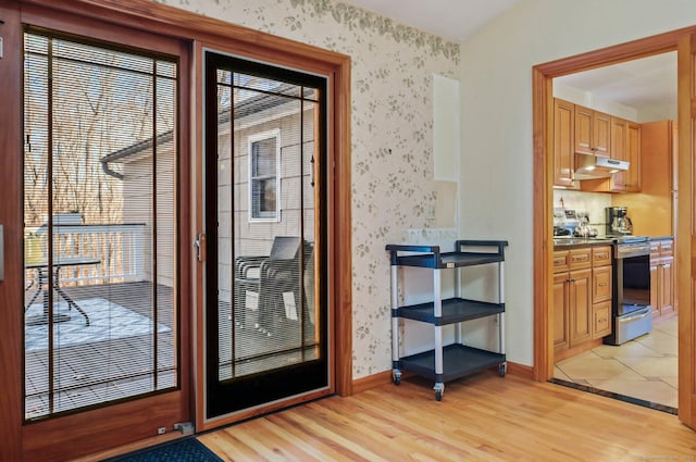 entryway with light wood-type flooring