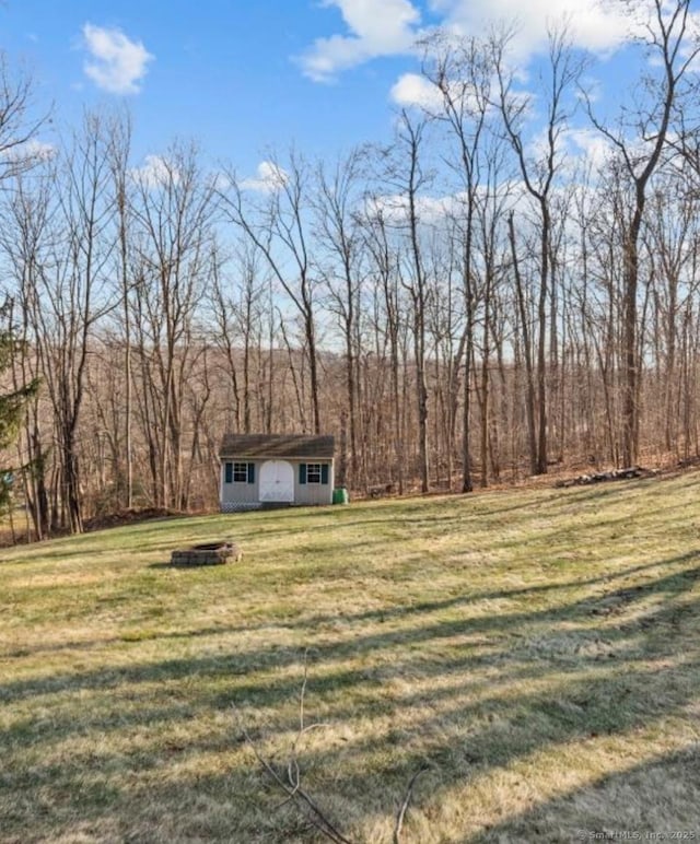 view of yard featuring an outbuilding