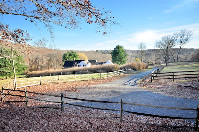 view of road with a rural view