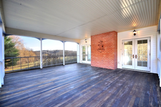 wooden terrace with french doors