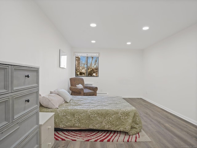 bedroom with light wood-type flooring