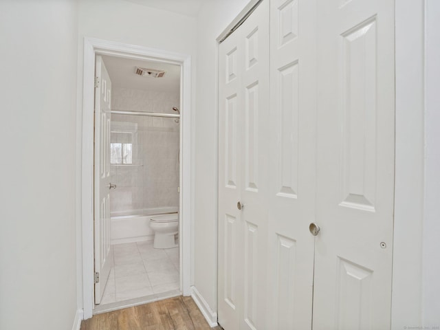 hall featuring light wood-type flooring