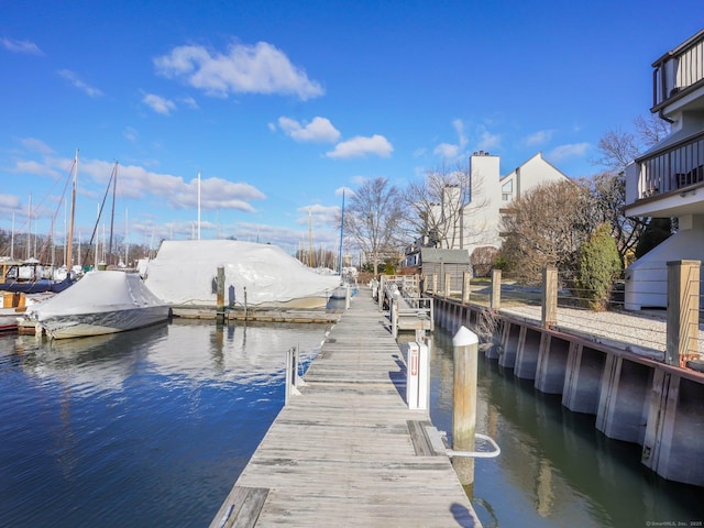 view of dock featuring a water view