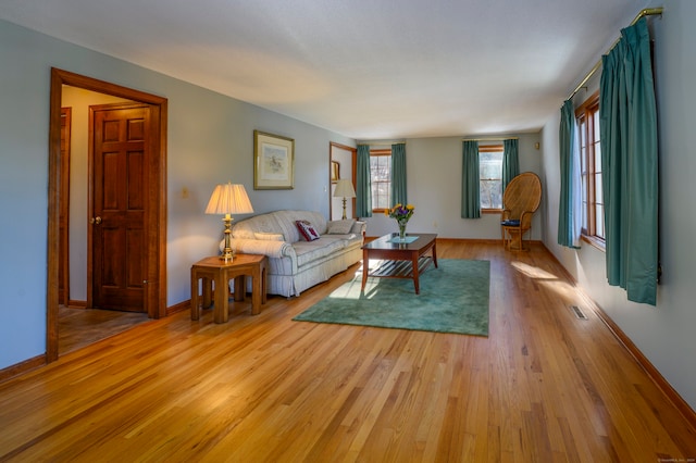 living room with light wood-type flooring