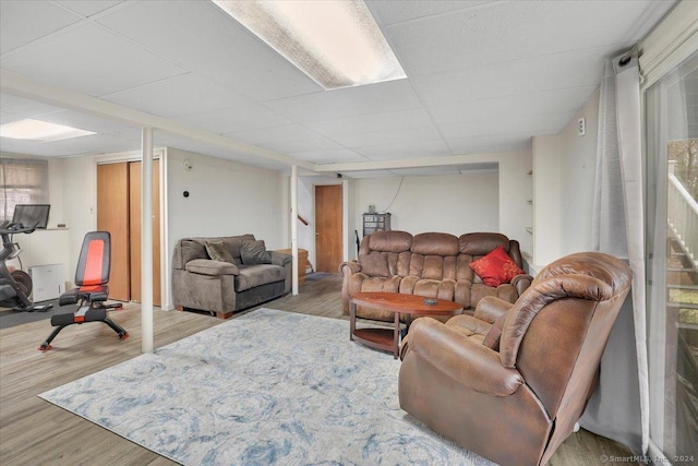 living room with hardwood / wood-style floors