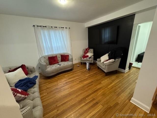 living room with hardwood / wood-style floors