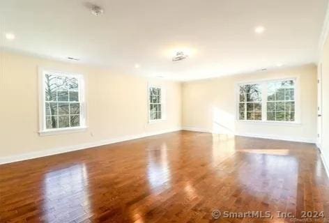 unfurnished room featuring dark wood-type flooring