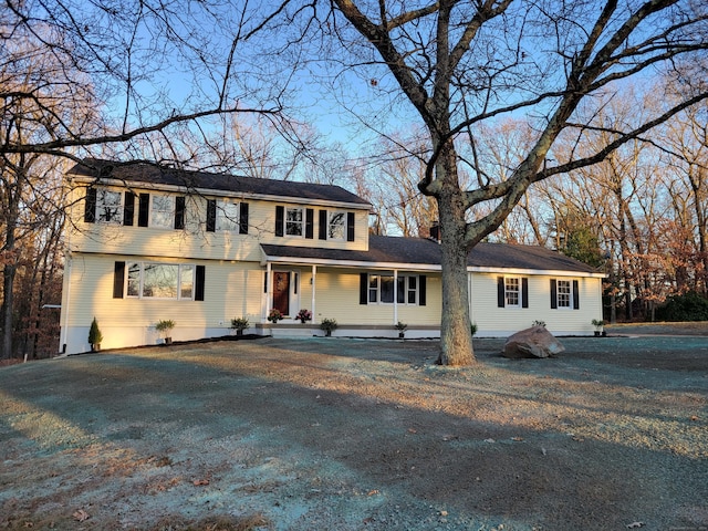 view of front facade featuring covered porch