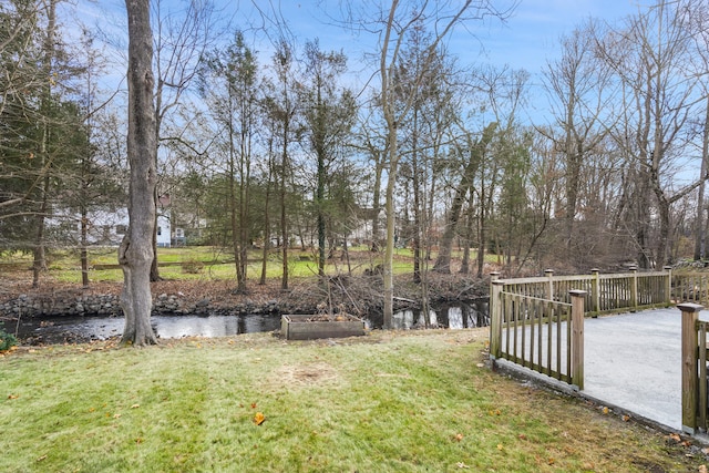 view of yard featuring a water view