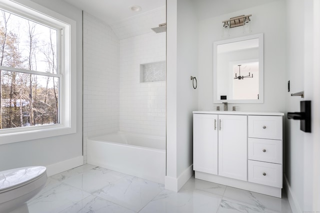 68 Paxton Ct, Goshen, CT 06756 - bathroom with baseboards, marble finish flooring, and healthy amount of natural light
