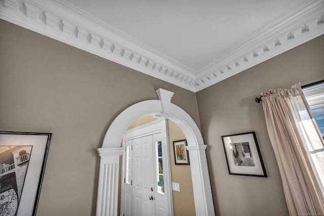 foyer with ornamental molding