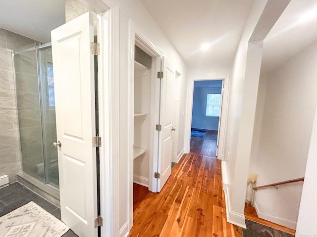 hall featuring hardwood / wood-style flooring