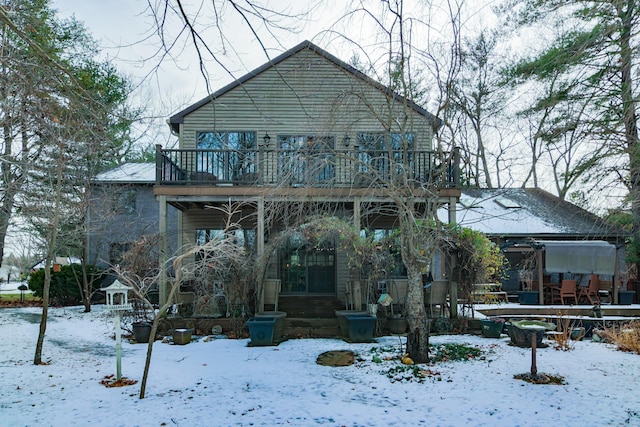 view of snow covered property